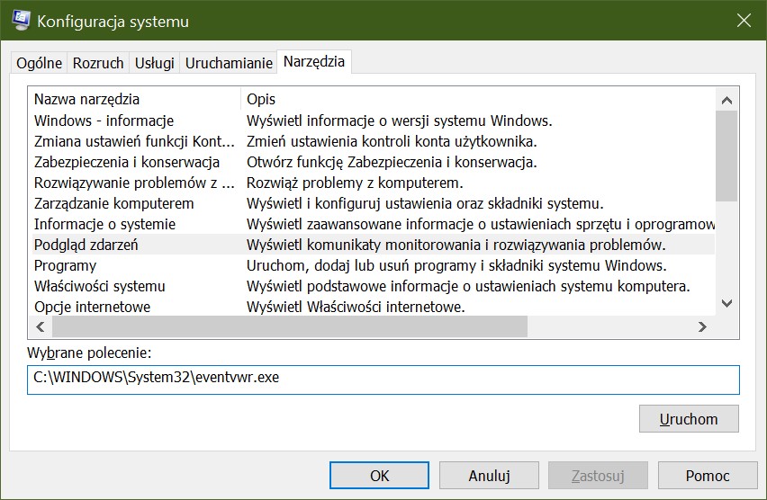 narzędzie konfiguracji systemu Windows