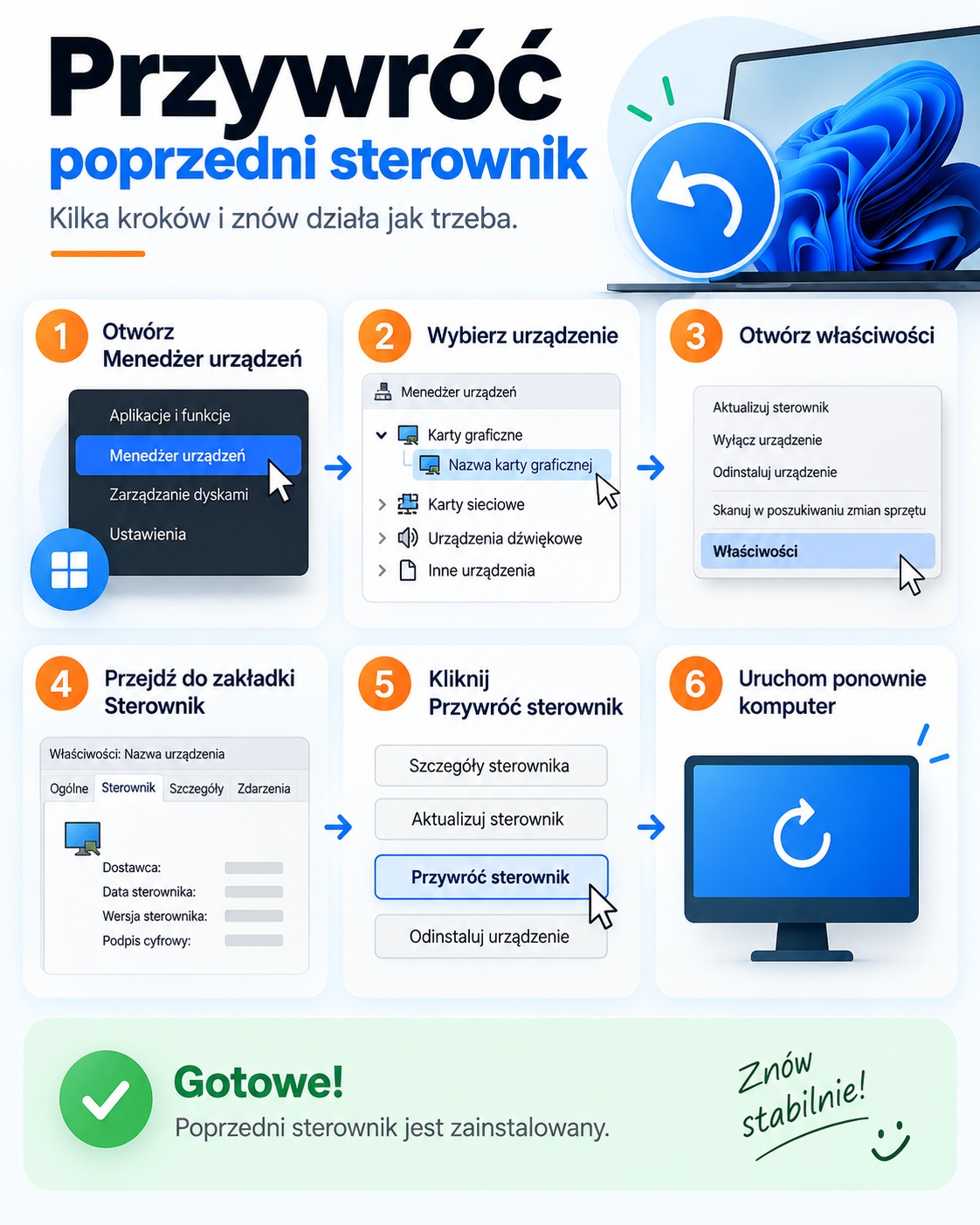 przywracanie sterownika - instrukcja